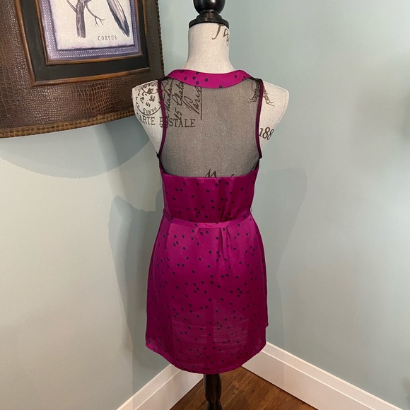 Peter Pan Collar Dress with Polka Dots and Mesh, S - Picture 9 of 12